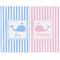 Striped w/ Whales Woven Fabric Placemat - Twill w/ Multiple Names