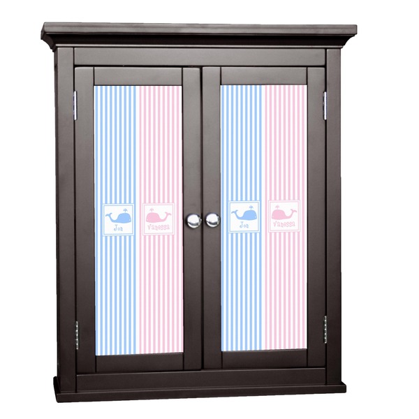 Custom Striped w/ Whales Cabinet Decal - Large (Personalized)