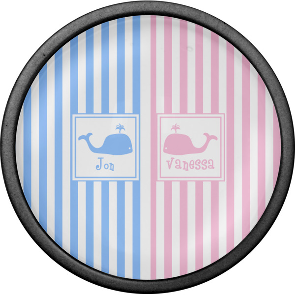 Striped w/ Whales Cabinet Knob - Black - Front