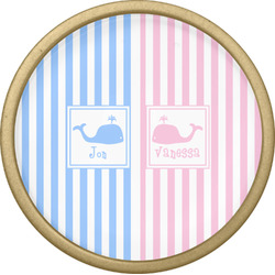 Striped w/ Whales Cabinet Knob - Gold (Personalized)