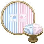Striped w/ Whales Cabinet Knob - Gold (Personalized)