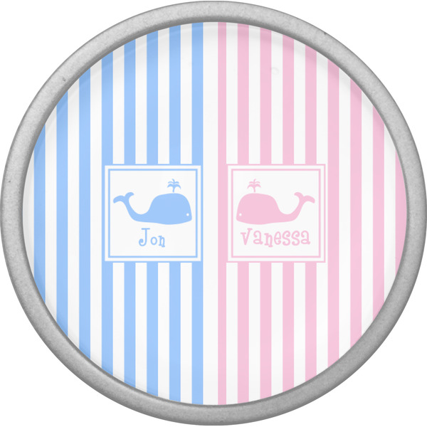 Striped w/ Whales Cabinet Knob - Nickel - Front