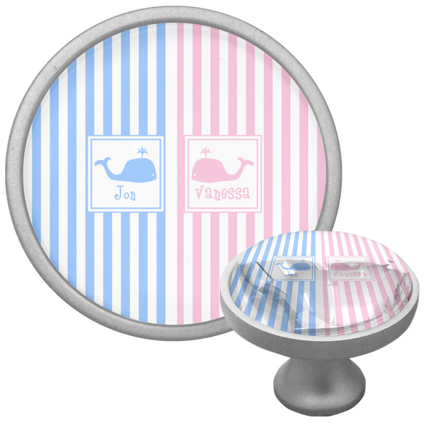 Custom Striped w/ Whales Cabinet Knob (Personalized)