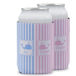 Striped w/ Whales Can Cooler (12 oz) w/ Multiple Names