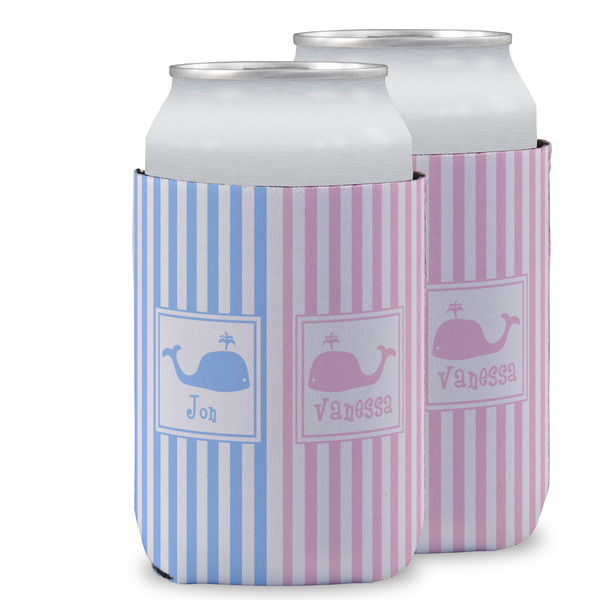 Custom Striped w/ Whales Can Cooler (12 oz) w/ Multiple Names