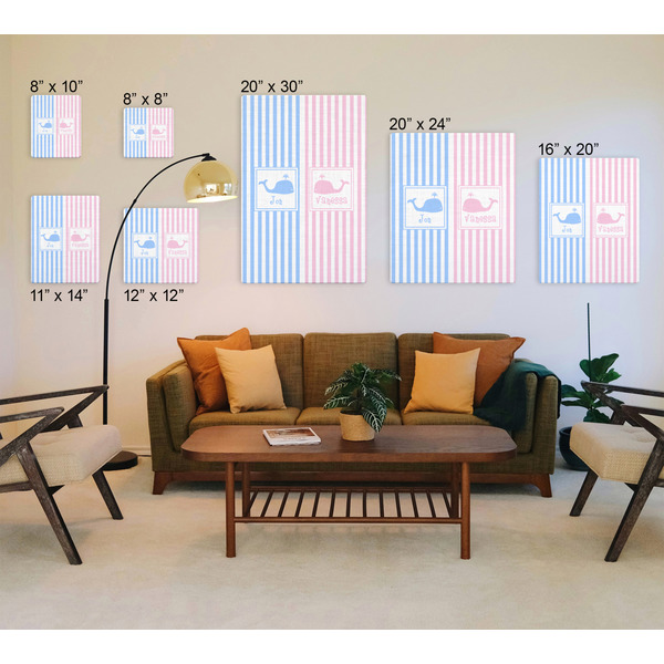 Striped w/ Whales Canvas Prints - Multiple Sizes
