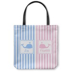 Striped w/ Whales Canvas Tote Bag - Small - 13"x13" (Personalized)