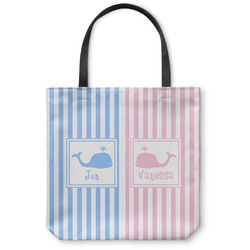 Striped w/ Whales Canvas Tote Bag - Large - 18"x18" (Personalized)