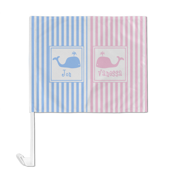 Striped w/ Whales Car Flag - Large - FRONT