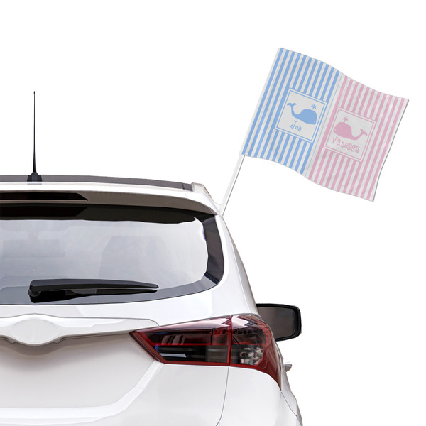 Striped w/ Whales Car Flag - Large - LIFESTYLE