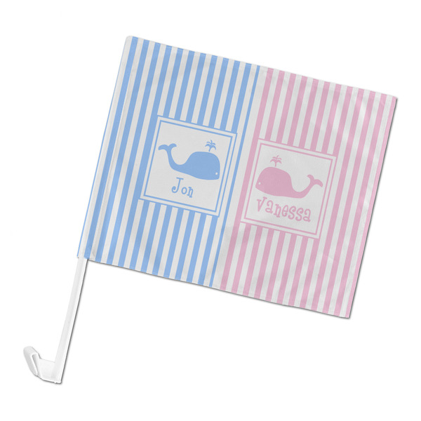 Custom Striped w/ Whales Car Flag - Large (Personalized)