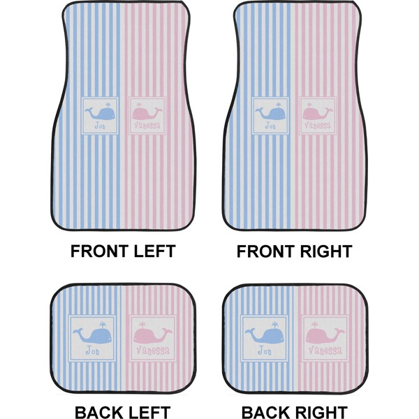 Striped w/ Whales Car Floor Mats Set (2F + 2B)