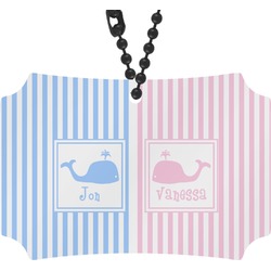 Striped w/ Whales Rear View Mirror Ornament (Personalized)