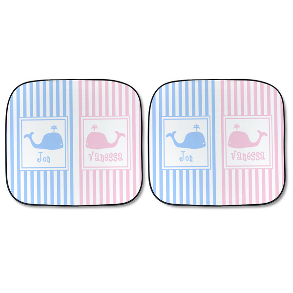 Striped w/ Whales Car Sun Shades - FRONT