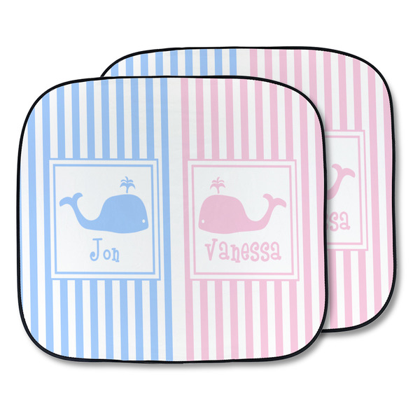 Custom Striped w/ Whales Car Sun Shade - Two Piece (Personalized)