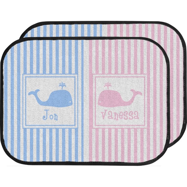 Custom Striped w/ Whales Car Floor Mats (Back Seat) (Personalized)