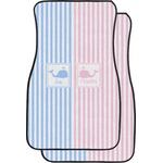 Striped w/ Whales Car Floor Mats (Front Seat) (Personalized)