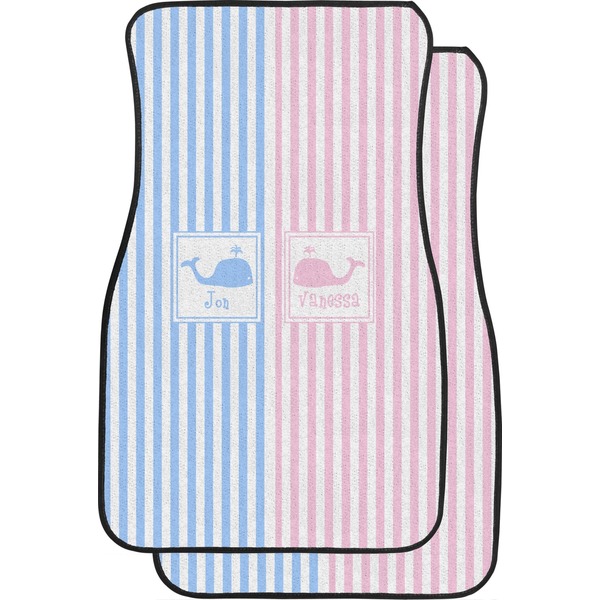 Custom Striped w/ Whales Car Floor Mats (Personalized)