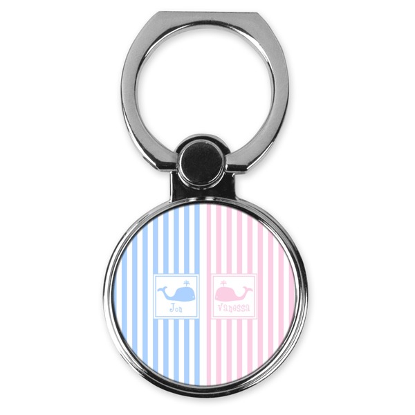 Custom Striped w/ Whales Cell Phone Ring Stand & Holder (Personalized)