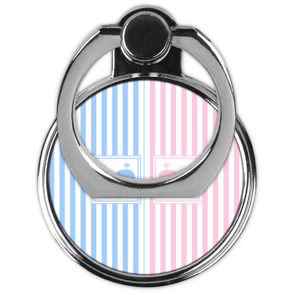 Striped w/ Whales Cell Phone Ring Stand & Holder - Front (Collapsed)