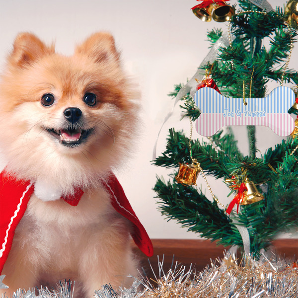 Striped w/ Whales Ceramic Flat Ornament - Bone (LIFESTYLE)