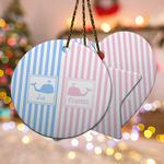 Striped w/ Whales Ceramic Ornament w/ Multiple Names