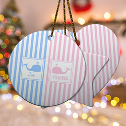 Striped w/ Whales Ceramic Ornament w/ Multiple Names