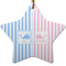 Striped w/ Whales Ceramic Flat Ornament - Star (Front)