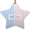 Striped w/ Whales Star Ceramic Ornament w/ Multiple Names