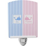 Striped w/ Whales Ceramic Night Light (Personalized)