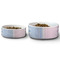Striped w/ Whales Ceramic Dog Bowls - Size Comparison