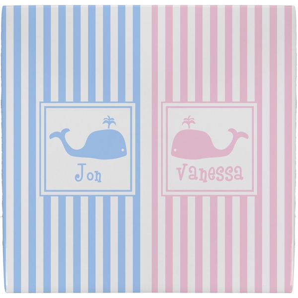 Custom Striped w/ Whales Ceramic Tile Hot Pad (Personalized)