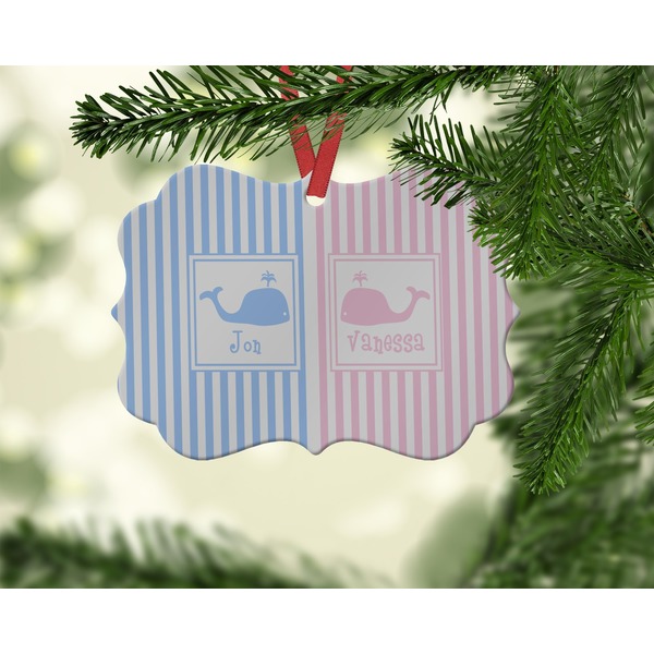 Striped w/ Whales Christmas Ornament (On Tree)