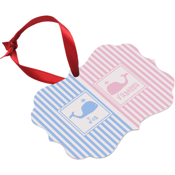 Striped w/ Whales Christmas Ornament