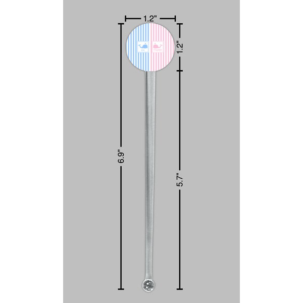 Striped w/ Whales Clear Plastic 7" Stir Stick - Round - Dimensions