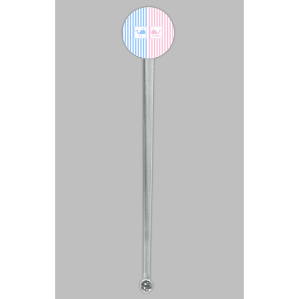 Striped w/ Whales Clear Plastic 7" Stir Stick - Round - Single Stick