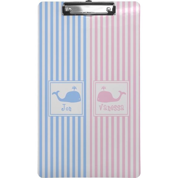 Custom Striped w/ Whales Clipboard (Legal Size) (Personalized)