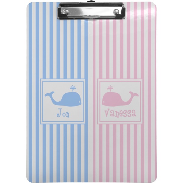 Custom Striped w/ Whales Clipboard (Letter Size) (Personalized)