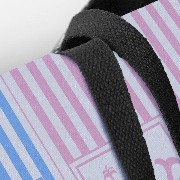 Striped w/ Whales Closeup of Tote w/Black Handles