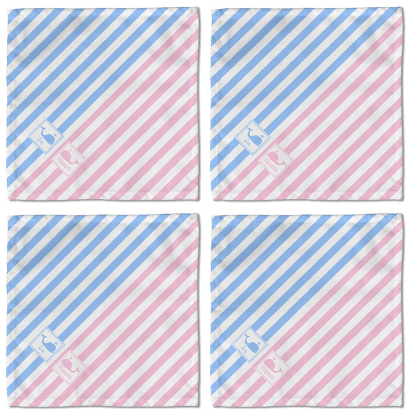 Striped w/ Whales Cloth Napkins - Personalized Lunch (APPROVAL) Set of 4