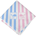 Striped w/ Whales Cloth Cocktail Napkin - Single w/ Multiple Names