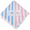 Striped w/ Whales Cloth Napkins - Personalized Lunch (Folded Four Corners)
