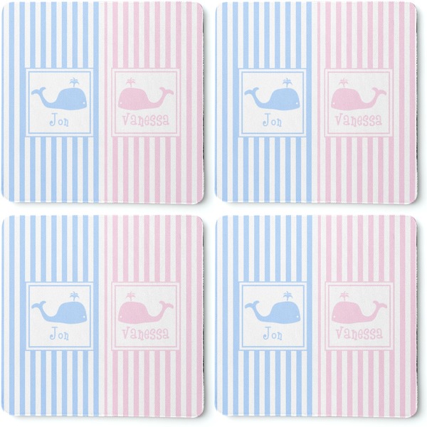 Striped w/ Whales Coaster Rubber Back - Apvl