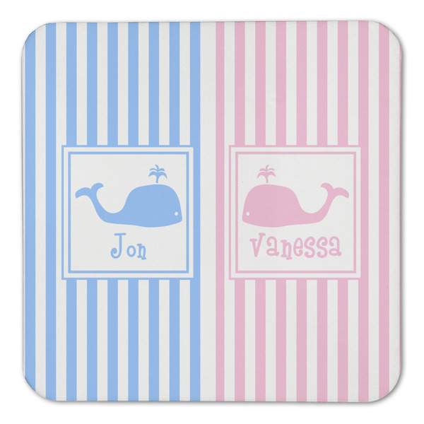 Striped w/ Whales Coaster Set - FRONT (one)