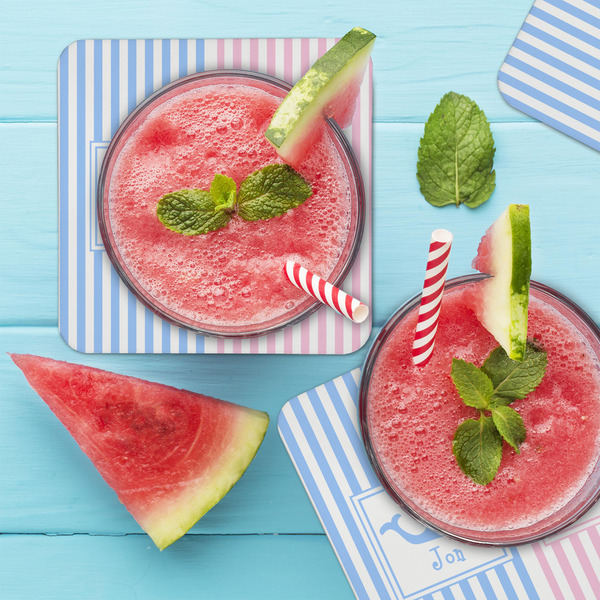 Striped w/ Whales Coaster Set - LIFESTYLE