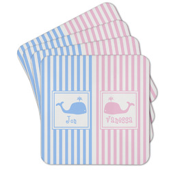 Striped w/ Whales Cork Coaster - Set of 4 w/ Multiple Names