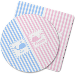 Striped w/ Whales Rubber Backed Coaster (Personalized)