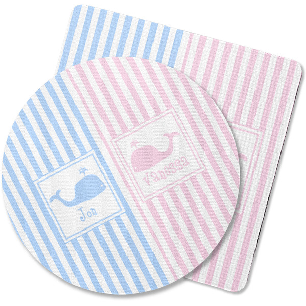 Custom Striped w/ Whales Rubber Backed Coaster (Personalized)