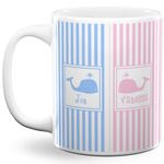 Striped w/ Whales 11 Oz Coffee Mug - White (Personalized)