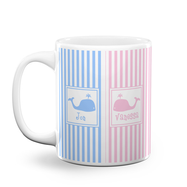 Custom Striped w/ Whales Coffee Mug (Personalized)